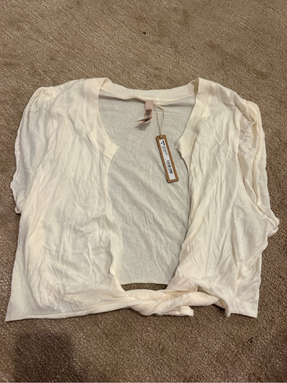SKIMS Twisted Plunge T-Shirt in Egret color